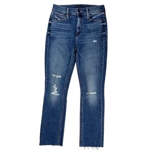 Mother Mid Rise Dazzler Ankle Fray Jeans Weekend‎ Warrior Sz 25 Distressed READ